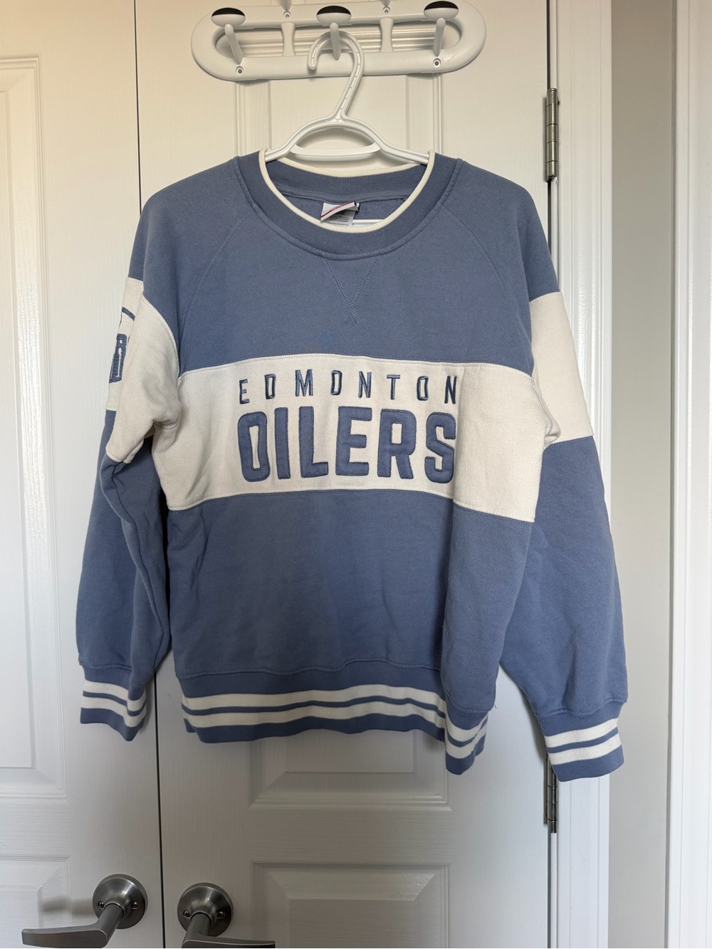 Edmonton Oilers Blue & White Crewneck Sweater
